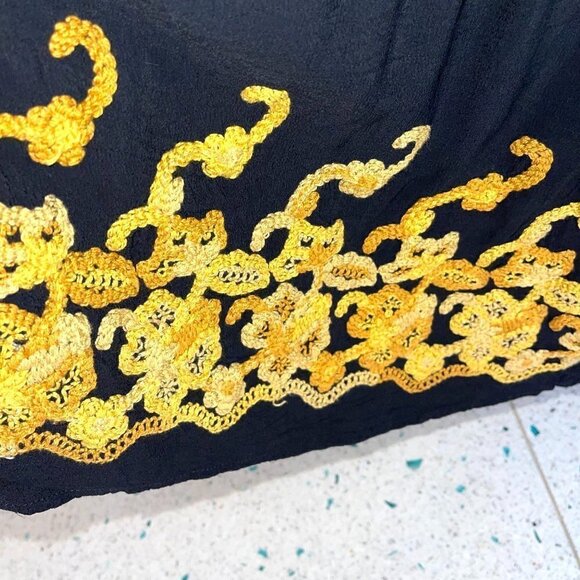 Double D Ranch Maxi Skirt Womens Size Medium M Vintage Tiered Embroidered Black - Picture 5 of 9